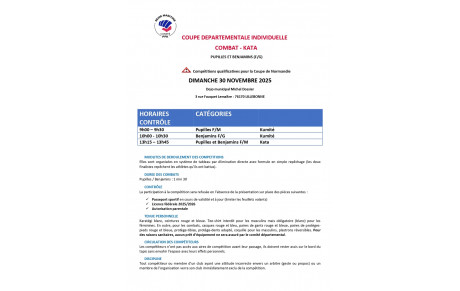 Programme Coupe départementale de Karaté